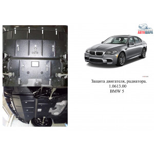 Защита BMW 5-й серії 528i (F10) 2010- V-3,0D; 2,0 двигатель, радиатор - Kolchuga