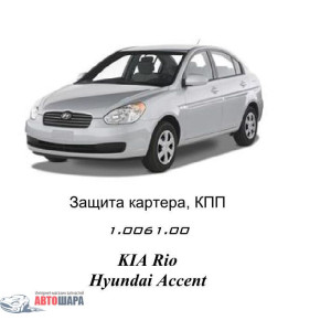 Защита Hyundai Accent III 2006-2010 / Kia Rio II 2005- 2011V-1,4; 1,5 МКПП АКПП двигатель и КПП - Кольчуга