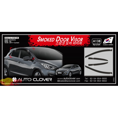 Дефлекторы окон HYUNDAI I30 2011ТЕМНЫЙ 4 ШТ. - AutoClover