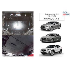 Защита Mazda 6 GJ 2012- V-2,0i; 2,2D; двигатель, КПП, радиатор - Kolchuga