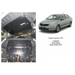 Защита Skoda Rapid 2012-2016- V- всi двигатель, КПП, радиатор - Премиум - Kolchuga