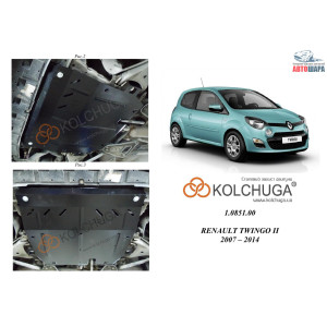 Защита Renault Twingo II 2007-2014 V-1,2i двигатель, КПП, радиатор - Kolchuga