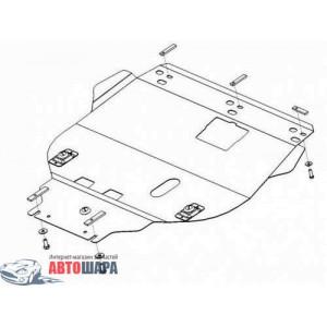 Защита Ford Focus C-Max 2003-2010 V- все двигатель, КПП, радиатор - Премиум ZiPoFlex - Kolchuga