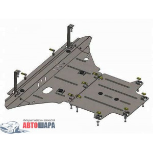 Защита Audi A5 В8 2007-2011 V-1,8; 2,0TFSI; двигатель, КПП, радиатор - Премиум ZiPoFlex - Kolchuga