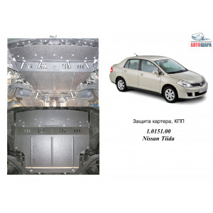 Защита Nissan Tiida (Versa) 2004- V-1,6; 1,8; 2,0 АКПП,МКПП двигатель и КПП - Кольчуга