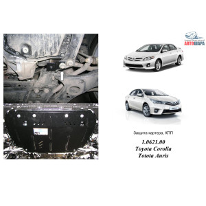 Защита Toyota Corolla X-XI 2006- V-все кроме 1,3; 1,8 АКПП двигатель, КПП, радиатор - Kolchuga